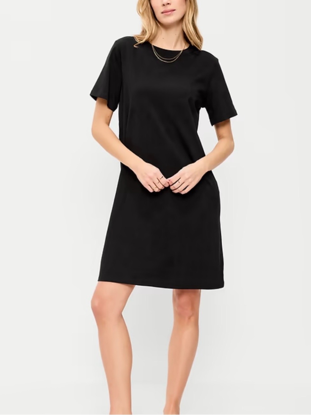Vintage Crew-Neck Mini T-Shirt Dress in Black